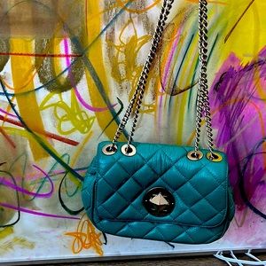 KATE SPADE TURQUOISE QUILTED LEATHER BAG